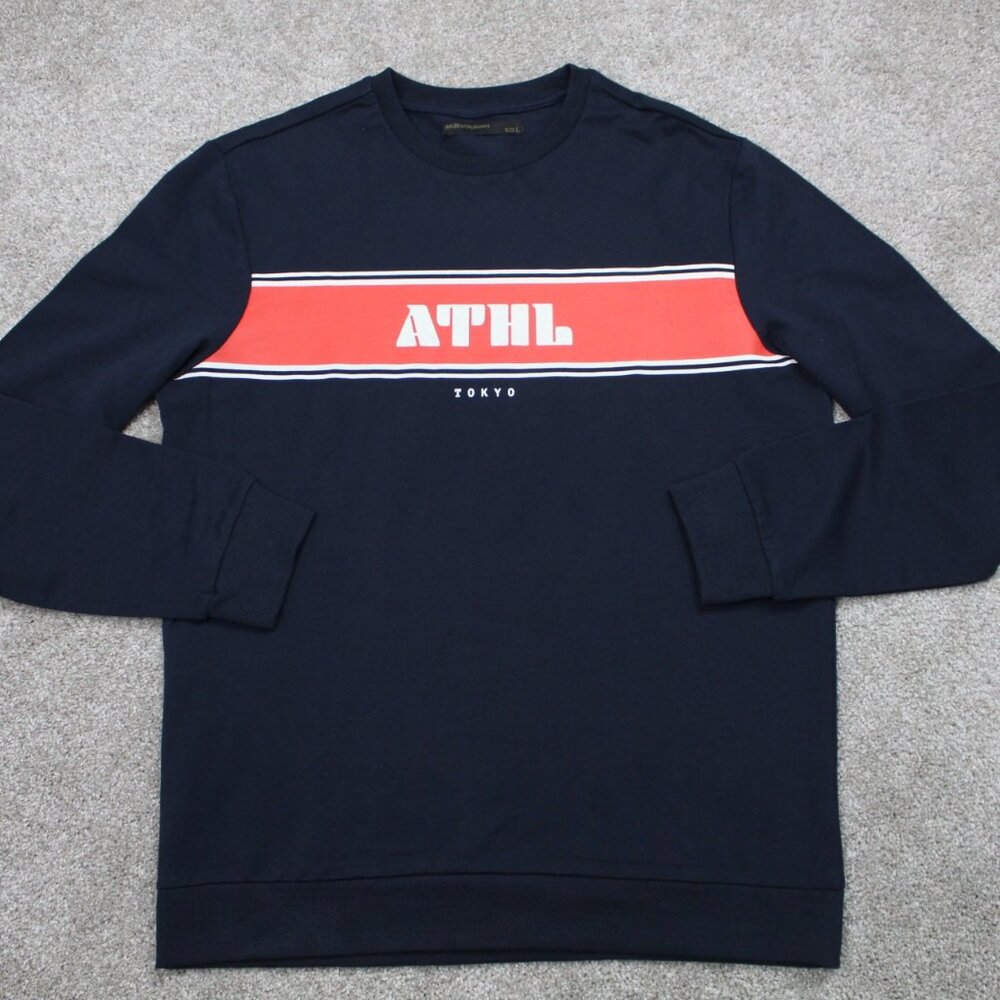 Piazza Italia Man Shirt‎ Mens Large Blue/Orange 100% Cotton Long Sleeve Pullover